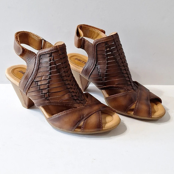 Earth Brown Libra Alpaca Bohemian Leather Chunky Heel Sandals Size 8.5 - Picture 1 of 10